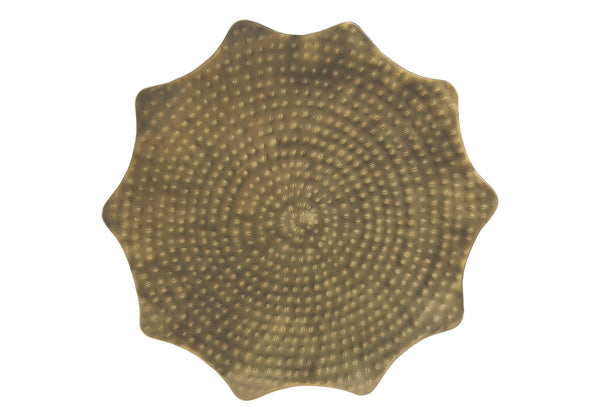 Monarch Specialties Accent Table - Handcrafted Scalloped Drum Design for Elegant Living Room or Bedroom Decor, Iron Metal GOLD 20 L x 20 W x 22 H I 3900