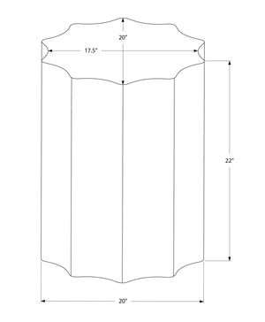 Monarch Specialties Accent Table - Handcrafted Scalloped Drum Design for Elegant Living Room or Bedroom Decor, Iron Metal GOLD 20 L x 20 W x 22 H I 3900