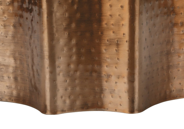 Monarch Specialties Accent Table - Handcrafted Scalloped Drum Design for Elegant Living Room or Bedroom Decor, Iron Metal COPPER 20 L x 20 W x 22 H I 3901