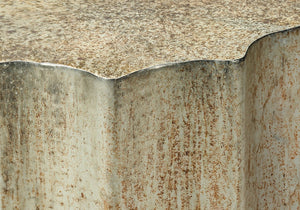 Monarch Specialties Accent Table - Handcrafted Scalloped Drum Design for Elegant Living Room or Bedroom Decor, Iron Metal GOLD 20 L x 20 W x 22 H I 3902