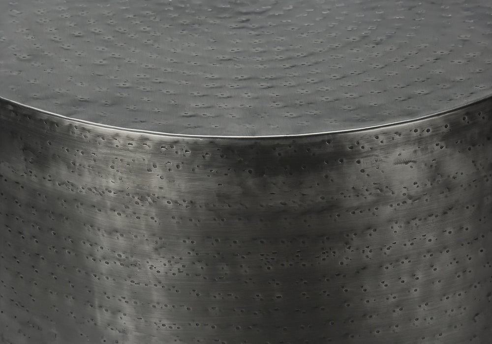 Monarch Specialties Accent Table: Stylish Drum Design for Living Room or Bedroom - Chic Metal Side Table, No Assembly Needed SILVER,GREY 20 L x 20 W x 22 H 