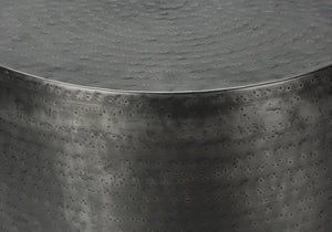 Monarch Specialties Accent Table: Stylish Drum Design for Living Room or Bedroom - Chic Metal Side Table, No Assembly Needed SILVER,GREY 20 L x 20 W x 22 H 