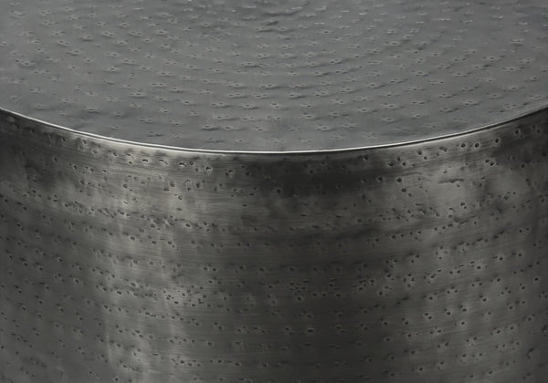 Monarch Specialties Accent Table: Stylish Drum Design for Living Room or Bedroom - Chic Metal Side Table, No Assembly Needed SILVER,GREY 20 L x 20 W x 22 H 