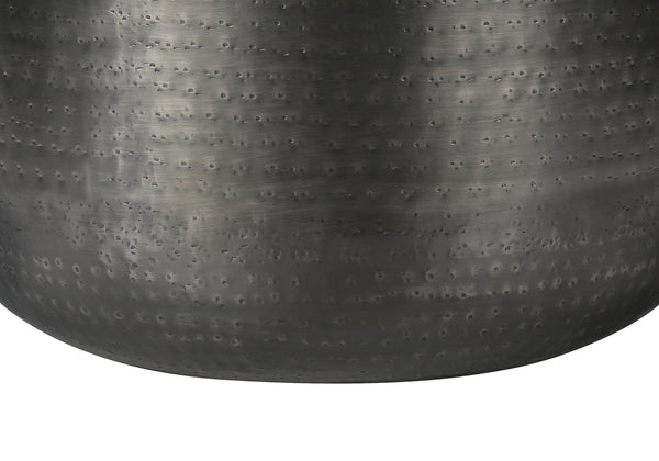 Monarch Specialties Accent Table: Stylish Drum Design for Living Room or Bedroom - Chic Metal Side Table, No Assembly Needed SILVER,GREY 20 L x 20 W x 22 H 