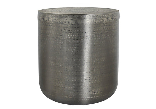 Monarch Specialties Accent Table: Stylish Drum Design for Living Room or Bedroom - Chic Metal Side Table, No Assembly Needed SILVER,GREY 20 L x 20 W x 22 H 