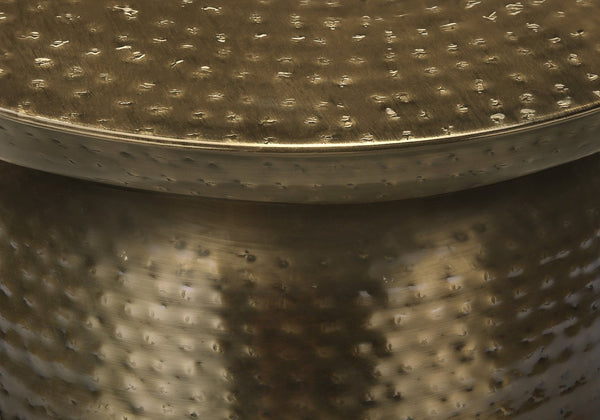 Monarch Specialties Accent Table - Handcrafted Drum Design for Living Room or Bedroom - Stylish, Space-Saving Home Decor GOLD 20 L x 20 W x 22 H 