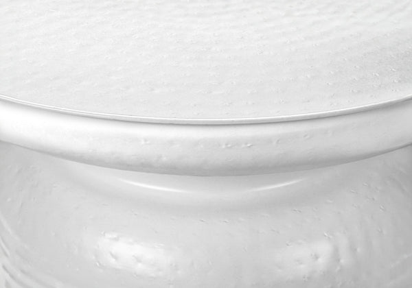 Monarch Specialties Accent Table - Handcrafted Drum Design for Living Room or Bedroom - Stylish, Space-Saving Home Decor WHITE 20 L x 20 W x 22 H 