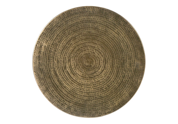 Monarch Specialties Accent Table - Stylish Hammered Metal Drum Design for Modern Living and Bedroom Spaces, No Assembly! GOLD 20 L x 20 W x 22 H 