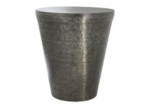 Monarch Specialties Accent Table - Stylish Hammered Metal Drum Design for Modern Living and Bedroom Spaces, No Assembly! SILVER,GREY 20 L x 20 W x 22 H 