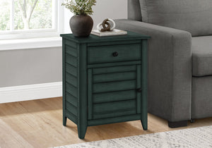 Monarch Specialties Accent Table - Coastal-Inspired Nightstand with Storage Drawer & Antique Blue Finish for Any Room Default Title  