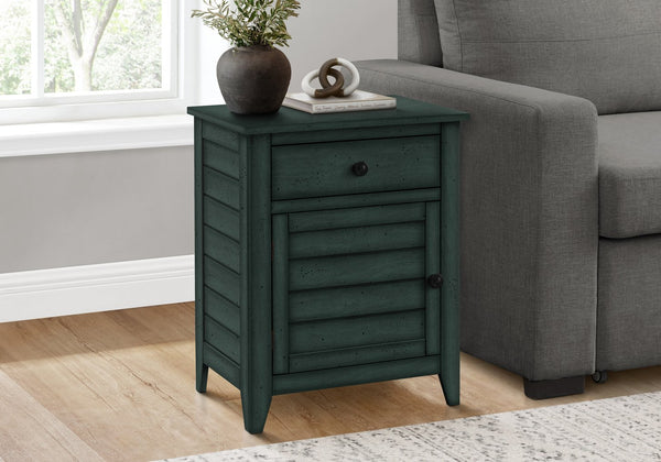 Monarch Specialties Accent Table - Coastal-Inspired Nightstand with Storage Drawer & Antique Blue Finish for Any Room Default Title  