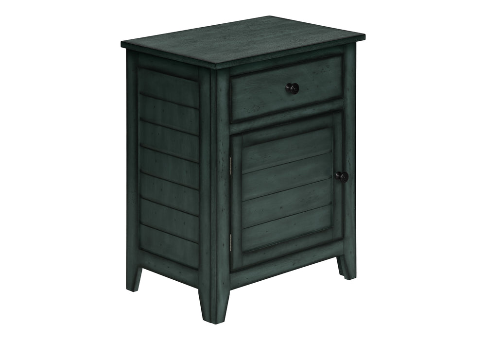 Monarch Specialties Accent Table - Coastal-Inspired Nightstand with Storage Drawer & Antique Blue Finish for Any Room Default Title  
