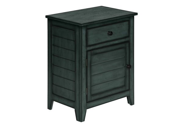 Monarch Specialties Accent Table - Coastal-Inspired Nightstand with Storage Drawer & Antique Blue Finish for Any Room Default Title  