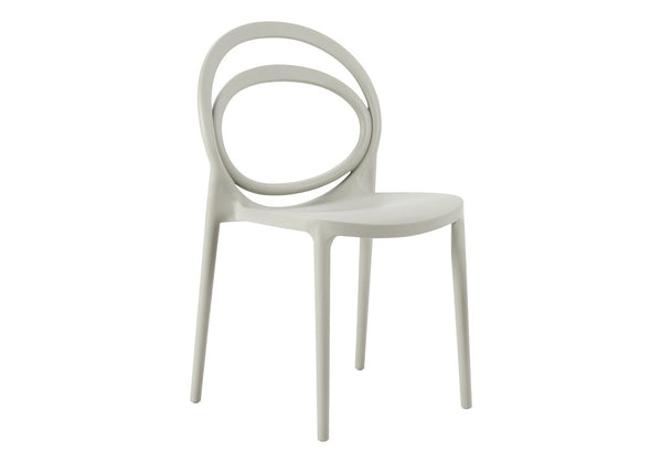 Monarch Specialties Outdoor Stackable Resin Dining Chairs Set of 4 Sculpted Modern Patio Seating Grey I 4006