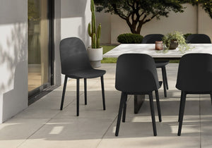 Monarch Specialties Outdoor Matte Resin Dining Chair Set of 4 Ergonomic Curved Seat for Patio Use Black I 4009