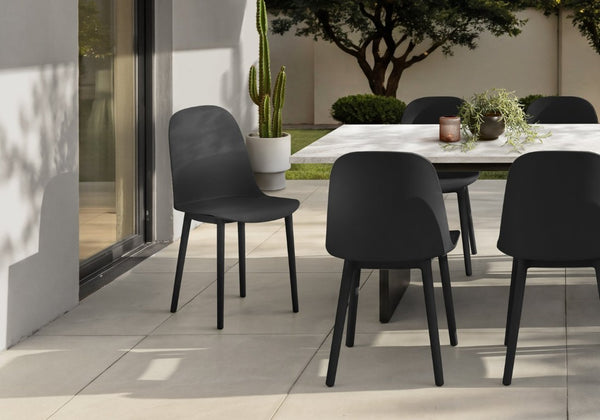 Monarch Specialties Outdoor Matte Resin Dining Chair Set of 4 Ergonomic Curved Seat for Patio Use Black I 4009