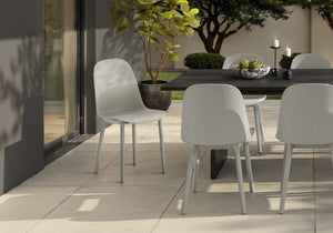 Monarch Specialties Outdoor Matte Resin Dining Chair Set of 4 Ergonomic Curved Seat for Patio Use Light Grey I 4011