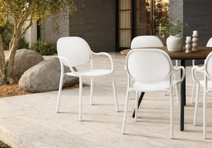 Monarch Specialties Outdoor Stacking Resin Armchairs Set of 4 Modern Molded Dining Patio Seating White I 4020