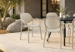 Monarch Specialties Outdoor Stacking Resin Armchairs Set of 4 Modern Molded Dining Patio Seating Taupe I 4022