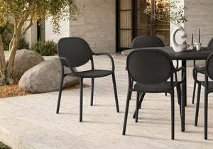 Monarch Specialties Outdoor Stacking Resin Armchairs Set of 4 Modern Molded Dining Patio Seating Black I 4024