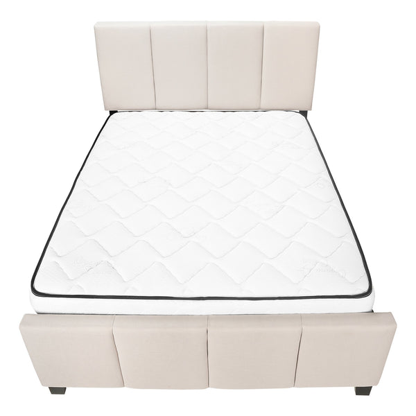Monarch Specialties Bed, Upholstered Platform with Storage Drawers - Stylish Contemporary Design for Modern Bedrooms BEIGE,BLACK 88 L x 64.25 W x 50 H 