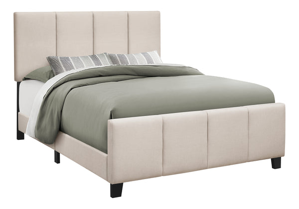 Monarch Specialties Bed, Upholstered Platform with Storage Drawers - Stylish Contemporary Design for Modern Bedrooms BEIGE,BLACK 88 L x 64.25 W x 50 H 