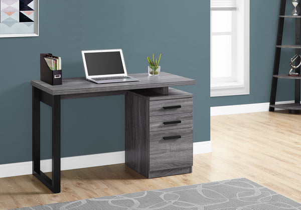 Monarch Specialties Computer Desk for Home Office with 3 Storage Drawers and Reversible Design for Enhanced Productivity GREY 47.25 L x 23.5 W x 30 H 