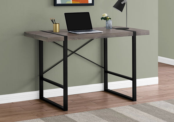 Monarch Specialties Computer Desk: Stylish Industrial Design with Spacious Top, Sturdy Metal Legs for Home Office Use DARK TAUPE 49 L x 23.75 W x 30 H I 7310