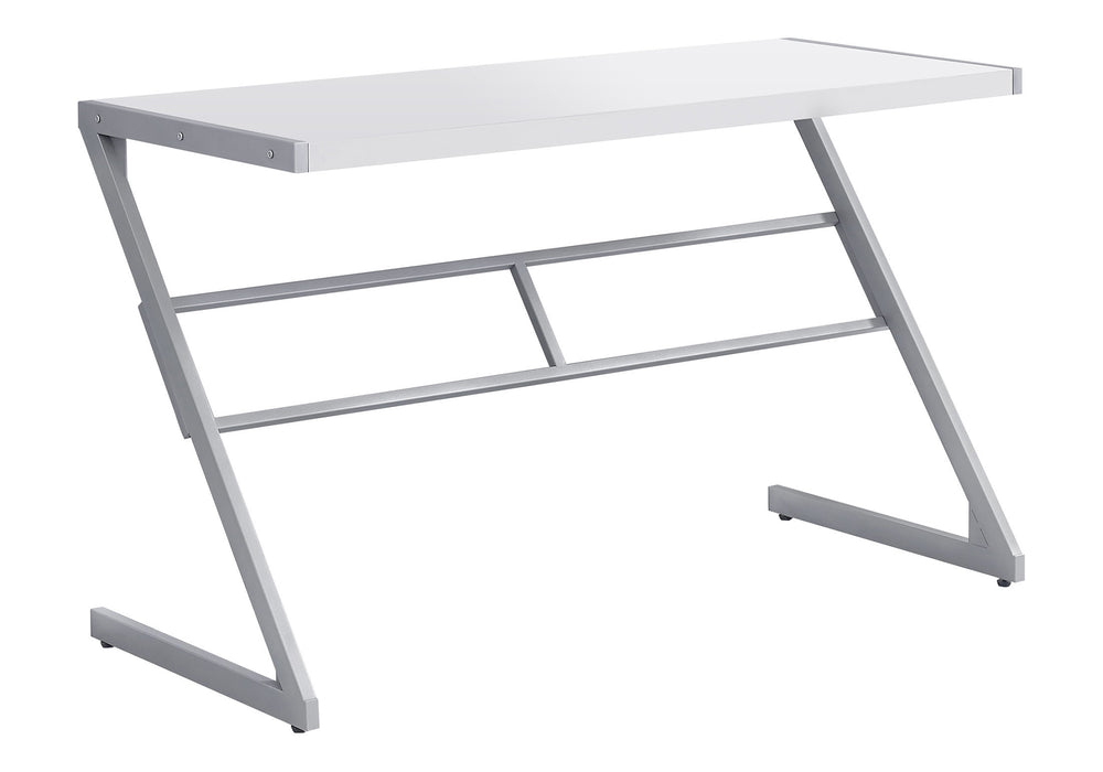 Monarch Specialties Computer Desk – Contemporary 48"L White Laminate with Grey Metal Base for Home Office & Students Default Title  