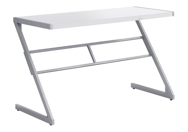 Monarch Specialties Computer Desk – Contemporary 48"L White Laminate with Grey Metal Base for Home Office & Students Default Title  