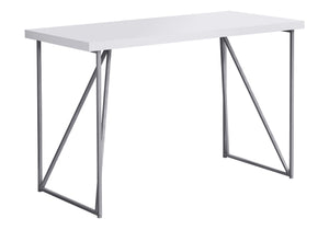 Monarch Specialties Computer Desk for Home Office - Chic White Laminate & Grey Metal, Modern Design, Space-Saving Workstation Default Title  