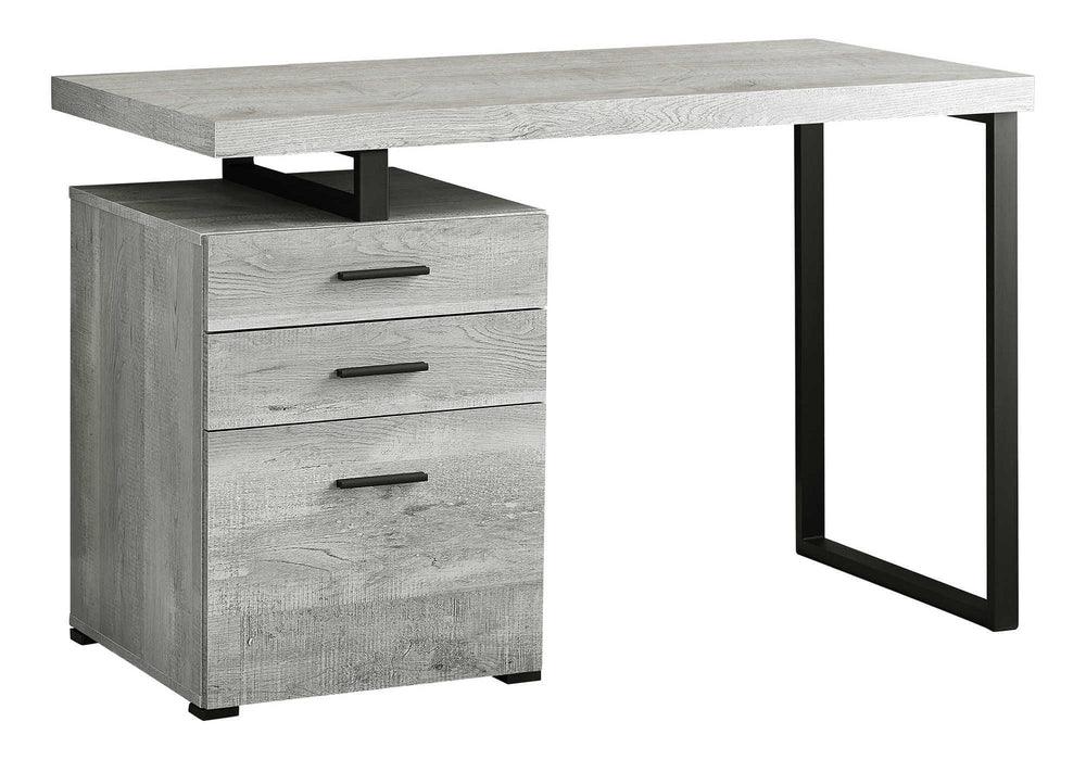 Monarch Specialties Computer Desk for Home Office - Stylish Reversible Design with Storage Drawers & Metal Legs GREY 47.25 L x 23.75 W x 30 H 1