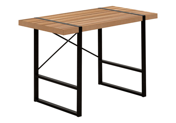 Monarch Specialties Computer Desk: Stylish Industrial Design with Spacious Top, Sturdy Metal Legs for Home Office Use BROWN 49 L x 23.75 W x 30 H I 7657