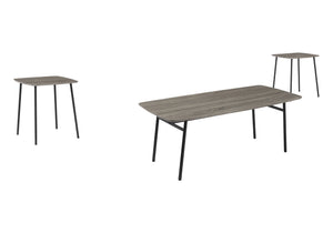 Monarch Specialties Table Set 3 Piece Living Room Coffee and End Tables Grey Laminate Black Metal Base I 7806P