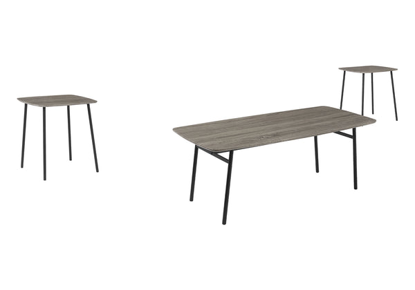 Monarch Specialties Table Set 3 Piece Living Room Coffee and End Tables Grey Laminate Black Metal Base I 7806P