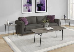 Table Set 3 Piece Living Room Coffee and End Tables Grey Laminate Black Metal Base