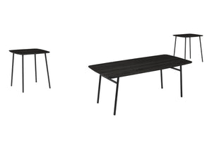 Monarch Specialties Table Set 3 Piece Black Oak Laminate and Metal Living Room Contemporary Trio I 7807P