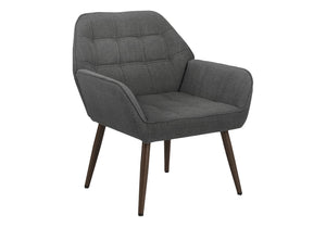 Monarch Specialties Accent Chair with Plush Foam Seat Light Grey Fabric and Walnut Leg Living Room I 8005
