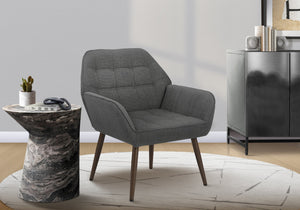 Accent Chair with Plush Foam Seat Light Grey Fabric and Walnut Leg Living Room