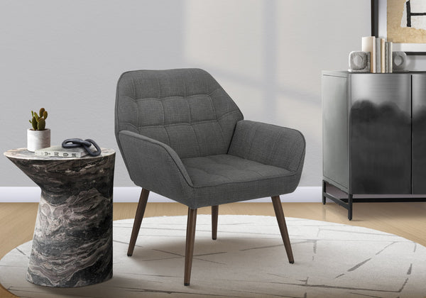 Accent Chair with Plush Foam Seat Light Grey Fabric and Walnut Leg Living Room