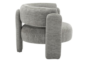 Monarch Specialties Accent Chair Curved Rounded Back Upholstered in Soft Grey Fabric for Modern Living Rooms Light Grey I 8014