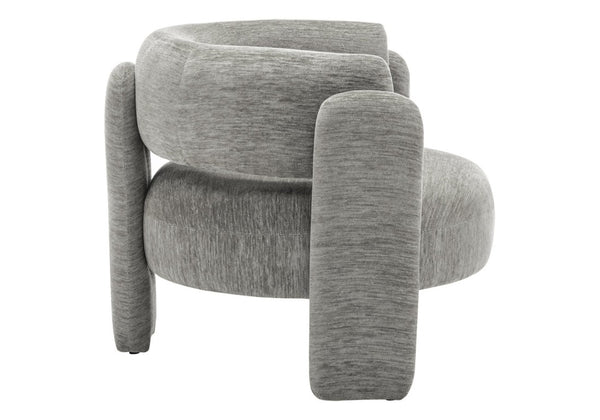 Monarch Specialties Accent Chair Curved Rounded Back Upholstered in Soft Grey Fabric for Modern Living Rooms Light Grey I 8014