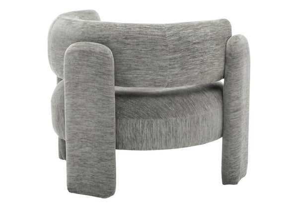 Monarch Specialties Accent Chair Curved Rounded Back Upholstered in Soft Grey Fabric for Modern Living Rooms Light Grey I 8014