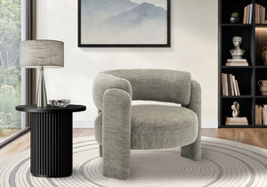 Monarch Specialties Accent Chair Curved Rounded Back Upholstered in Soft Grey Fabric for Modern Living Rooms Light Grey I 8014
