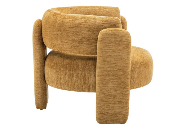 Monarch Specialties Accent Chair Curved Rounded Back Upholstered in Soft Grey Fabric for Modern Living Rooms Gold I 8015