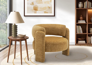 Monarch Specialties Accent Chair Curved Rounded Back Upholstered in Soft Grey Fabric for Modern Living Rooms Gold I 8015