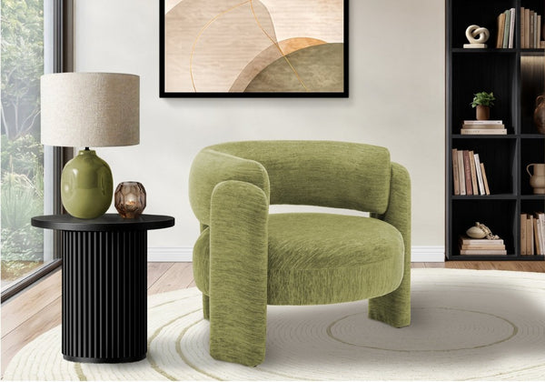 Monarch Specialties Accent Chair Curved Rounded Back Upholstered in Soft Grey Fabric for Modern Living Rooms Green I 8016