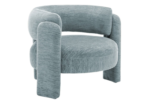 Monarch Specialties Accent Chair Curved Rounded Back Upholstered in Soft Grey Fabric for Modern Living Rooms Light Blue I 8017