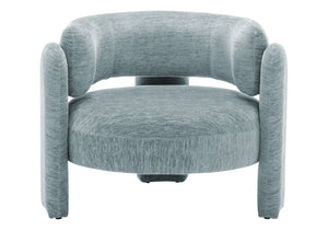 Monarch Specialties Accent Chair Curved Rounded Back Upholstered in Soft Grey Fabric for Modern Living Rooms Light Blue I 8017