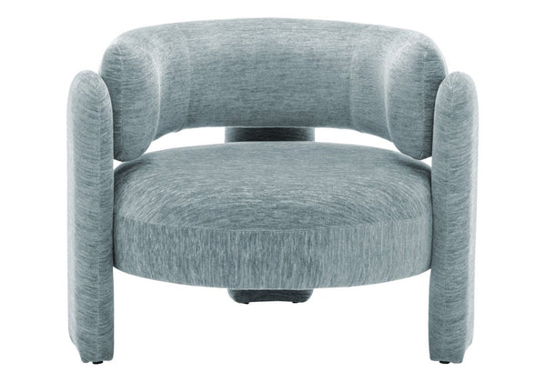 Monarch Specialties Accent Chair Curved Rounded Back Upholstered in Soft Grey Fabric for Modern Living Rooms Light Blue I 8017
